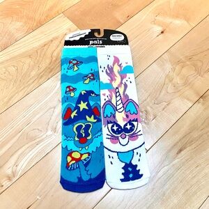 Abra & Catabra Mismatched Psychedelic Magic Cat socks by pals  - adult small